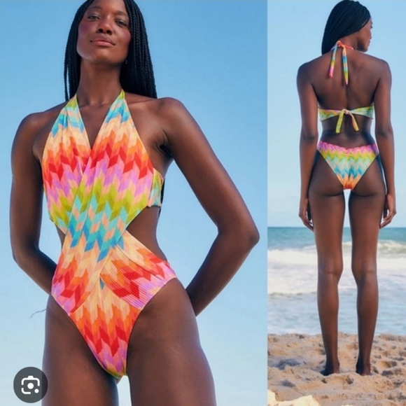 FARM Rio Light Chevron Swimsuit - Picture 6 of 15